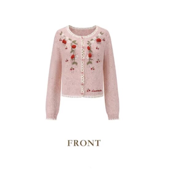 Fairycore Strawberry Christmas Cardigan - Picture 5 of 7